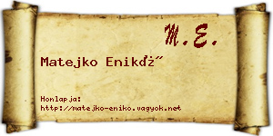 Matejko Enikő névjegykártya